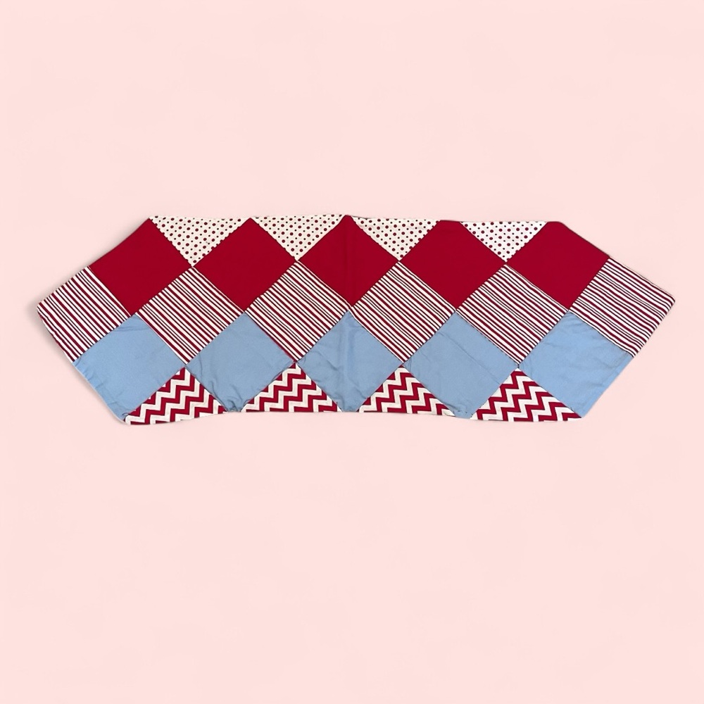 Cute retro vintage handmade checkered table runner 35” x 11.75” quilted